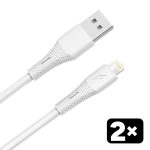   AVAX CB4302 2x USB-A – Lightning szilikon töltőkábel csomag, 1.5 m, fehér