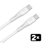   AVAX CB4303 2x 60W USB-C gyorstöltő szilikon kábel csomag, 1.5 m, fehér