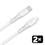   AVAX CB4304 2x 27W USB-C – Lightning szilikon töltőkábel csomag, 1.5 m, fehér