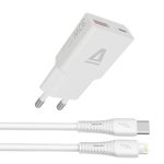   AVAX CH6414 30W GaN töltő és USB-C–Lightning szilikon kábel, fehér