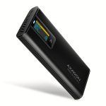   Axagon EEM2-SD2B külső USB-C 10Gbps fém ház LCD kijelzővel M.2 NVMe és SATA SSD meghajtókhoz